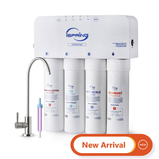 iSpring RO5004F-AK Alkaline Reverse Osmosis Water Filter with UV, 500 GPD